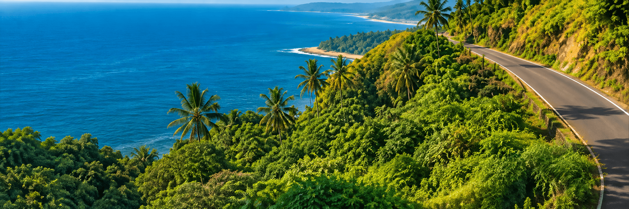 Scenic coastal highway in Sri Lanka
